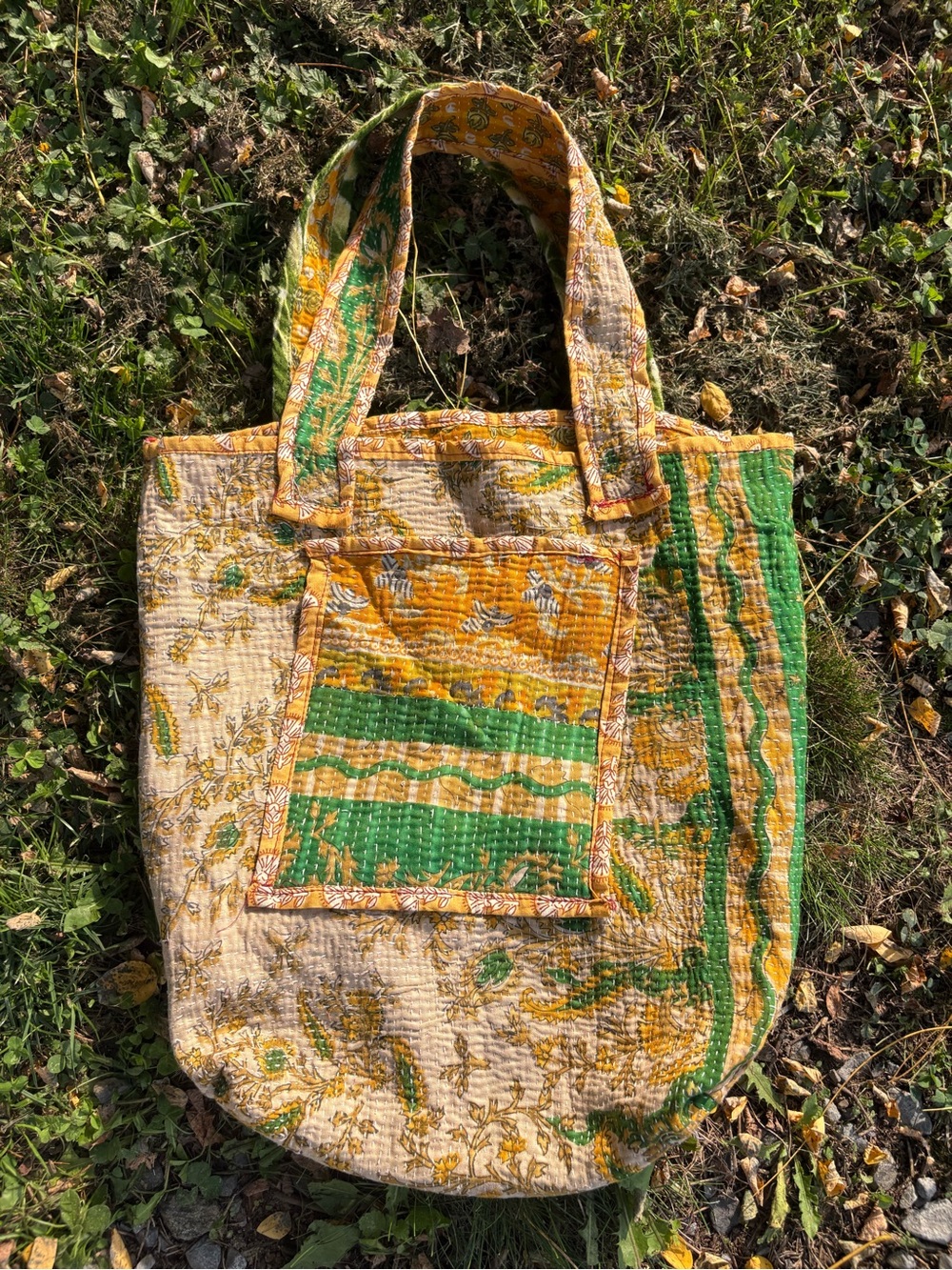 Boho Kantha bag upcycled